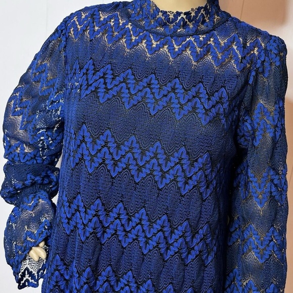 Free People Simone Blue Crochet Mini Dress With Lace Bell Sleeves Size Small - Picture 9 of 15